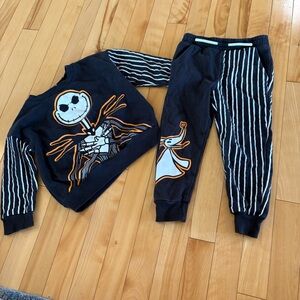 Nightmare Before Christmas Disney Black Orange Skeleton Sweatshirt Pants Set 3T